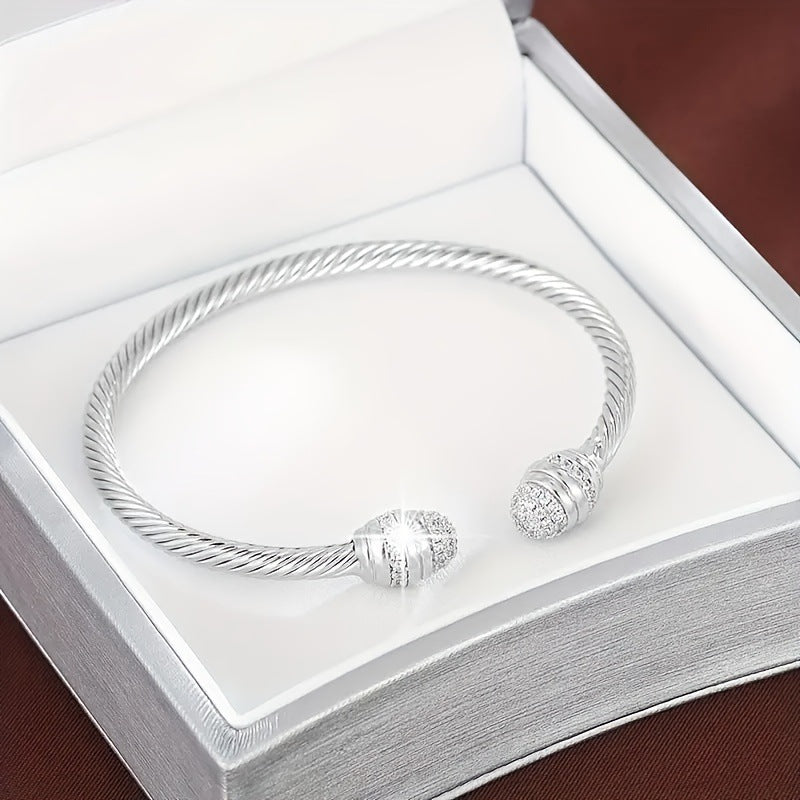 Wholesale Threaded C-shaped twist open bracelet